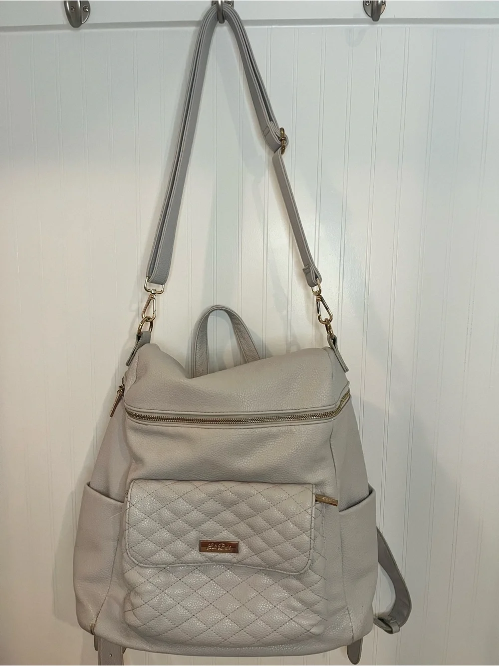 Luli Bebe Light Gray Quilted Baby Bag Backpack